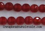 CAG7456 15.5 inches 6mm faceted round matte red agate beads