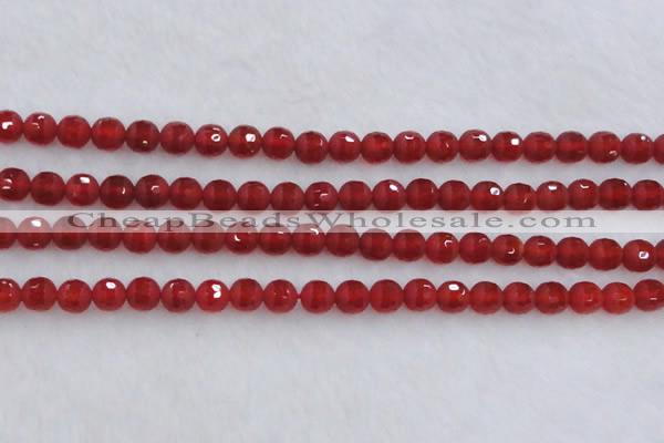 CAG7456 15.5 inches 6mm faceted round matte red agate beads
