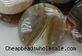 CAG780 15.5 inches 35mm flat round yellow agate gemstone beads
