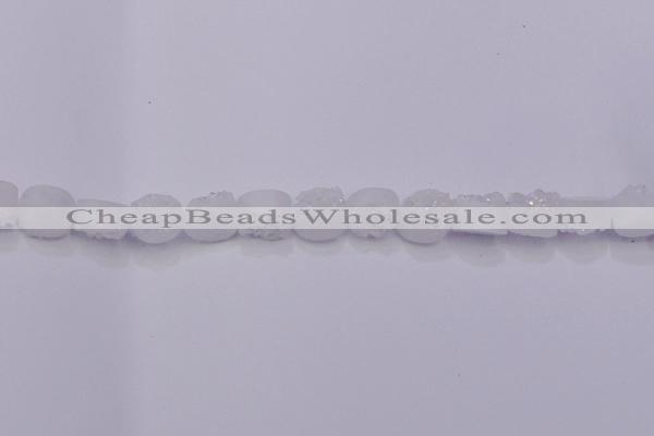 CAG7945 7.5 inches 8*10mm oval plated white druzy agate beads