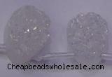 CAG8130 Top drilled 18*25mm teardrop white plated druzy agate beads