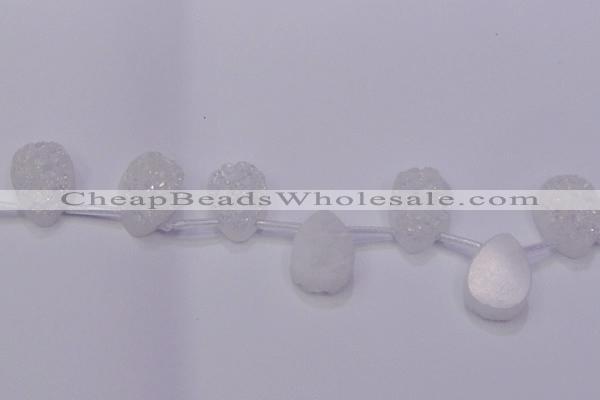 CAG8130 Top drilled 18*25mm teardrop white plated druzy agate beads