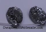 CAG8142 Top drilled 30*40mm teardrop silver plated druzy agate beads