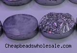 CAG8192 7.5 inches 18*25mm oval silver plated druzy agate beads
