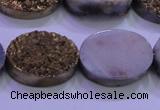 CAG8193 7.5 inches 18*25mm oval glod plated druzy agate beads