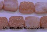 CAG8231 Top drilled 13*18mm rectangle champagne plated druzy agate beads