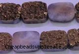 CAG8243 7.5 inches 15*20mm rectangle glod plated druzy agate beads