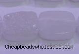 CAG8250 Top drilled 18*25mm rectangle white plated druzy agate beads