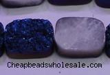 CAG8256 Top drilled 18*25mm rectangle blue plated druzy agate beads