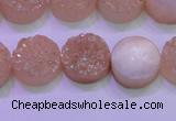CAG8371 7.5 inches 18mm coin champagne plated druzy agate beads