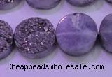 CAG8382 7.5 inches 20mm coin silver plated druzy agate beads