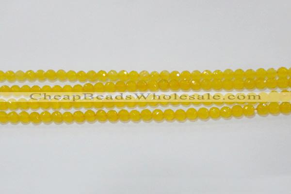 CAG8601 15.5 inches 6mm faceted round yellow agate gemstone beads