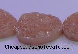 CAG8666 7.5 inches 22*30mm freeform champagne plated druzy agate beads