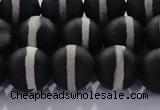 CAG8692 15.5 inches 10mm round matte tibetan agate gemstone beads