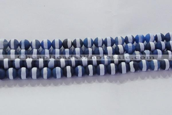 CAG8717 15.5 inches 10mm round matte tibetan agate gemstone beads