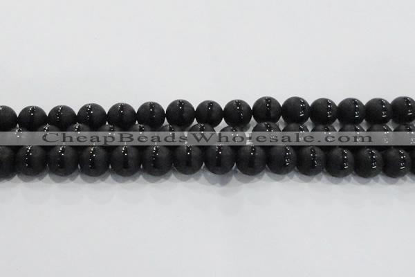 CAG8735 15.5 inches 14mm round matte tibetan agate gemstone beads