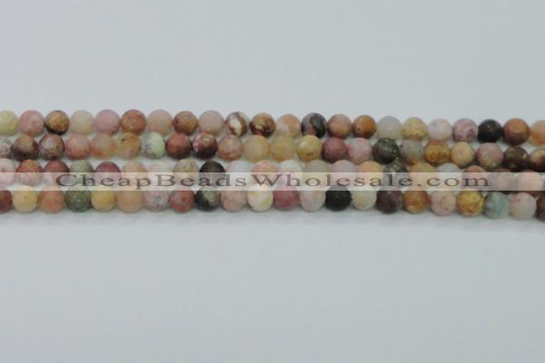 CAG8746 15.5 inches 6mm round matte rainbow agate beads