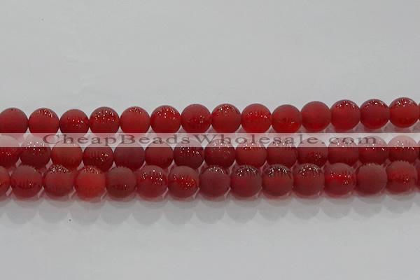 CAG8907 15.5 inches 6mm round matte red agate beads wholesale