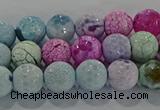 CAG8978 15.5 inches 4mm faceted round fire crackle agate beads