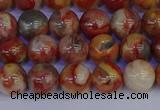CAG9101 15.5 inches 6mm round red crazy lace agate beads