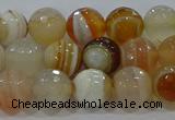 CAG9222 15.5 inches 8mm faceted round line agate beads wholesale