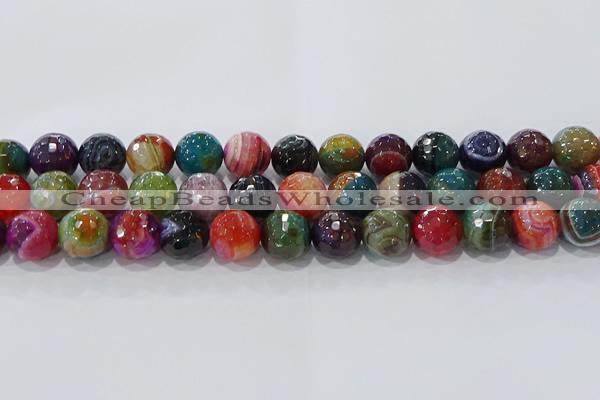 CAG9267 15.5 inches 14mm faceted round line agate beads wholesale