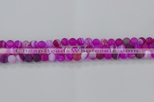 CAG9326 15.5 inches 6mm round matte line agate beads wholesale