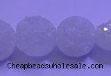 CAG9428 7.5 inches 10mm coin white plated druzy agate beads