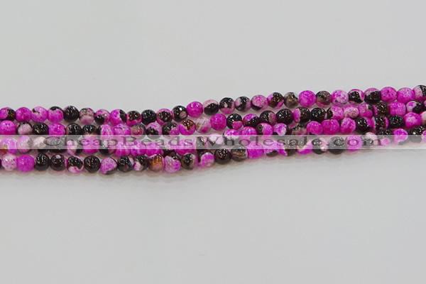 CAG9466 15.5 inches 6mm faceted round fire crackle agate beads