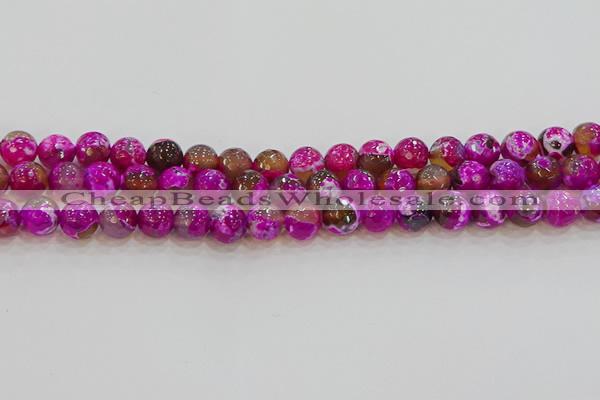 CAG9468 15.5 inches 10mm faceted round fire crackle agate beads
