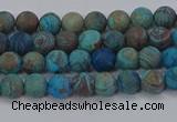 CAG9492 15.5 inches 4mm round matte blue crazy lace agate beads