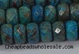 CAG9505 15.5 inches 6*10mm faceted rondelle blue crazy lace agate beads
