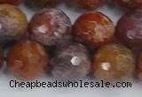 CAG9849 15.5 inches 12mm faceted round red moss agate beads