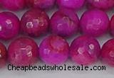 CAG9879 15.5 inches 12mm faceted round fuchsia crazy lace agate beads