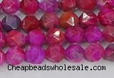CAG9951 15.5 inches 6mm faceted nuggets fuchsia crazy lace agate beads