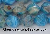 CAG9959 15.5 inches 10mm faceted nuggets blue crazy lace agate beads