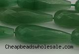 CAJ708 15.5 inches 10*30mm faceted teardrop green aventurine beads
