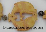 CAL29 14.5 inches 54*56mm carved fish agalmatolite beads