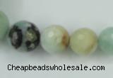 CAM110 15.5 inches multi-size faceted round amazonite gemstone beads