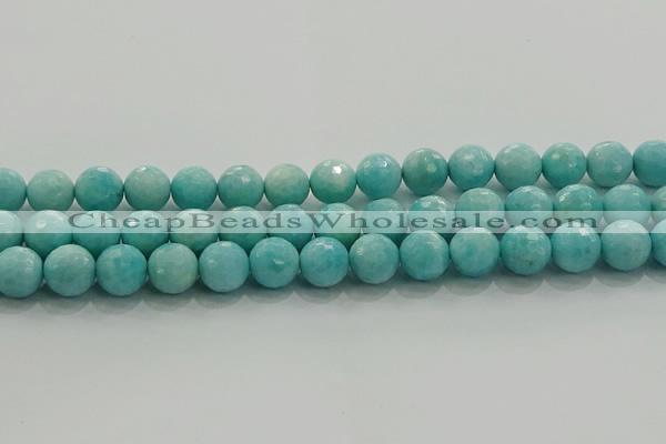 CAM1524 15.5 inches 12mm faceted round natural peru amazonite beads