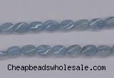 CAQ147 15.5 inches 5*7mm twisted oval natural aquamarine beads