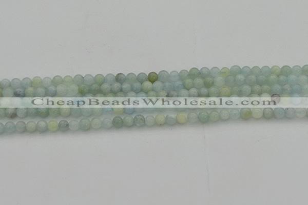 CAQ430 15.5 inches 4mm round natural aquamarine beads wholesale