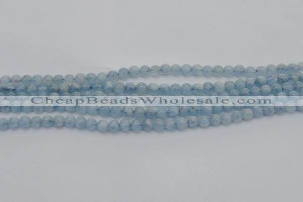 CAQ517 15.5 inches 5mm round AA grade natural aquamarine beads