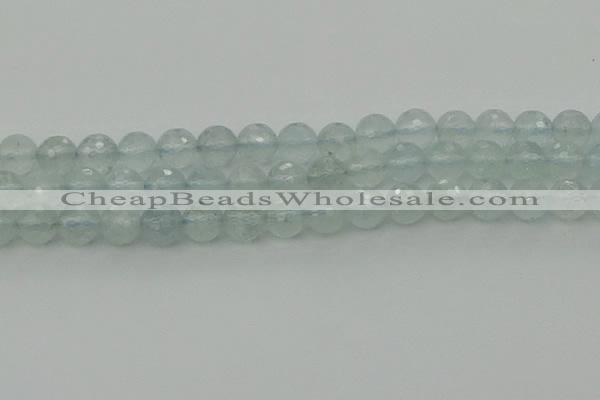 CAQ821 15.5 inches 8mm faceted round aquamarine beads wholesale