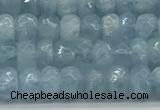 CAQ890 15.5 inches 3.5*6mm faceted rondelle aquamarine beads