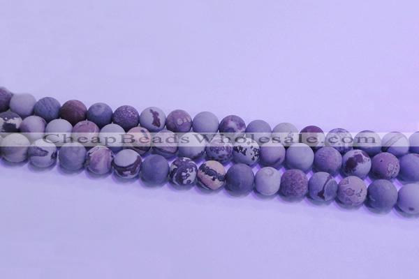 CAR303 15.5 inches 10mm round matte red artistic jasper beads