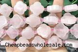 CARV02 15 inches 17mm – 18mm carved flower rose quartz beads