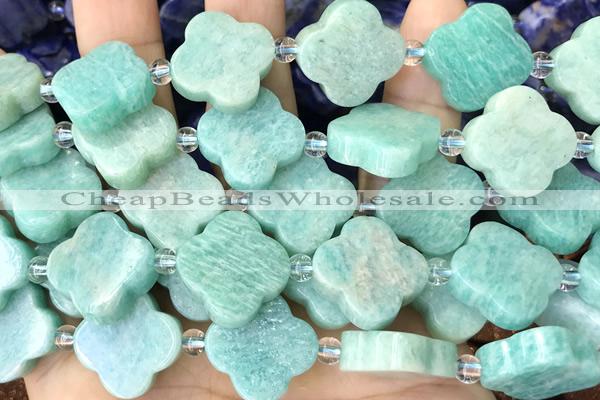CARV03 15 inches 17mm – 18mm carved flower amazonite beads