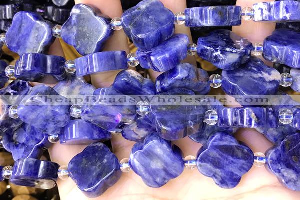 CARV11 15 inches 17mm – 18mm carved flower sodalite beads