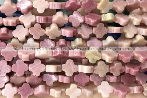 CARV34 15 inches 8mm carved flower pink wooden jasper beads